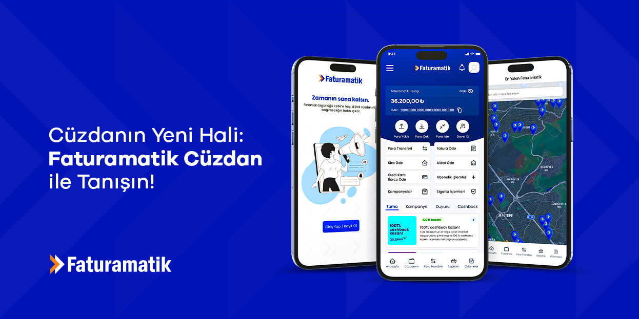 Faturamatik Cüzdan, dijital cüzdan, mobil cüzdan uygulaması, e-para cüzdanı, bireysel cüzdan, ticari cüzdan, online fatura ödeme, cashback kampanyası, IBAN’a para gönderme, aidat ödeme, kira ödeme uygulaması, mobil şube, banka olmadan hesap açma, sigorta işlemleri, internet aboneliği başvurusu, cep pos, android pos, POS hizmeti, para transferi uygulaması.